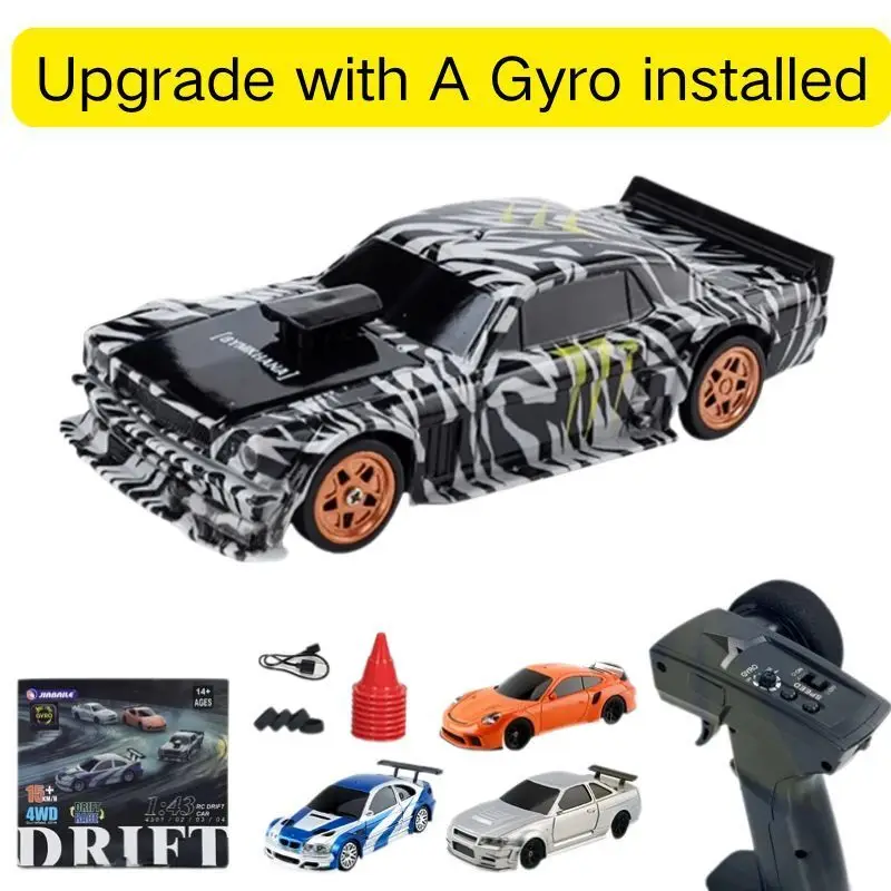 2.4G remote control drift car with gyroscope, 1/43 4WD remote control car, four-wheel drive, remote control mini racing car toy.