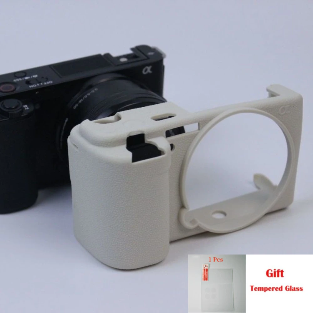 Soft Silicone Armor Body Case For Sony ZVE10 camera bag, ZVE-10 Anti-drop and shock-proof Case + Free Tempered Film