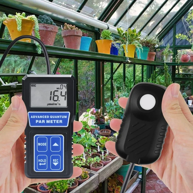 PAR Meter Light Tester PPFD Photosynthesis Quantum Meter 400-700Nm Wavelength W/ Sensor Mode LCD Light Meter