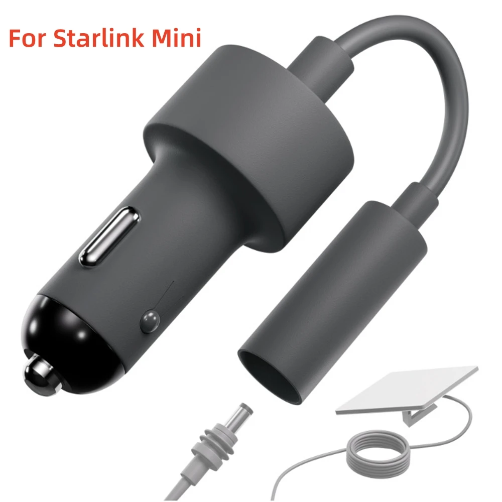 Adaptador Veicular para Starlink Mini com Acendedor de Cigarros e Reforço de Tensão (Step Up Booster) para Starlink Mini, Cabo de Alimentação 8-14V com Saída 20V, Carregador Automotivo