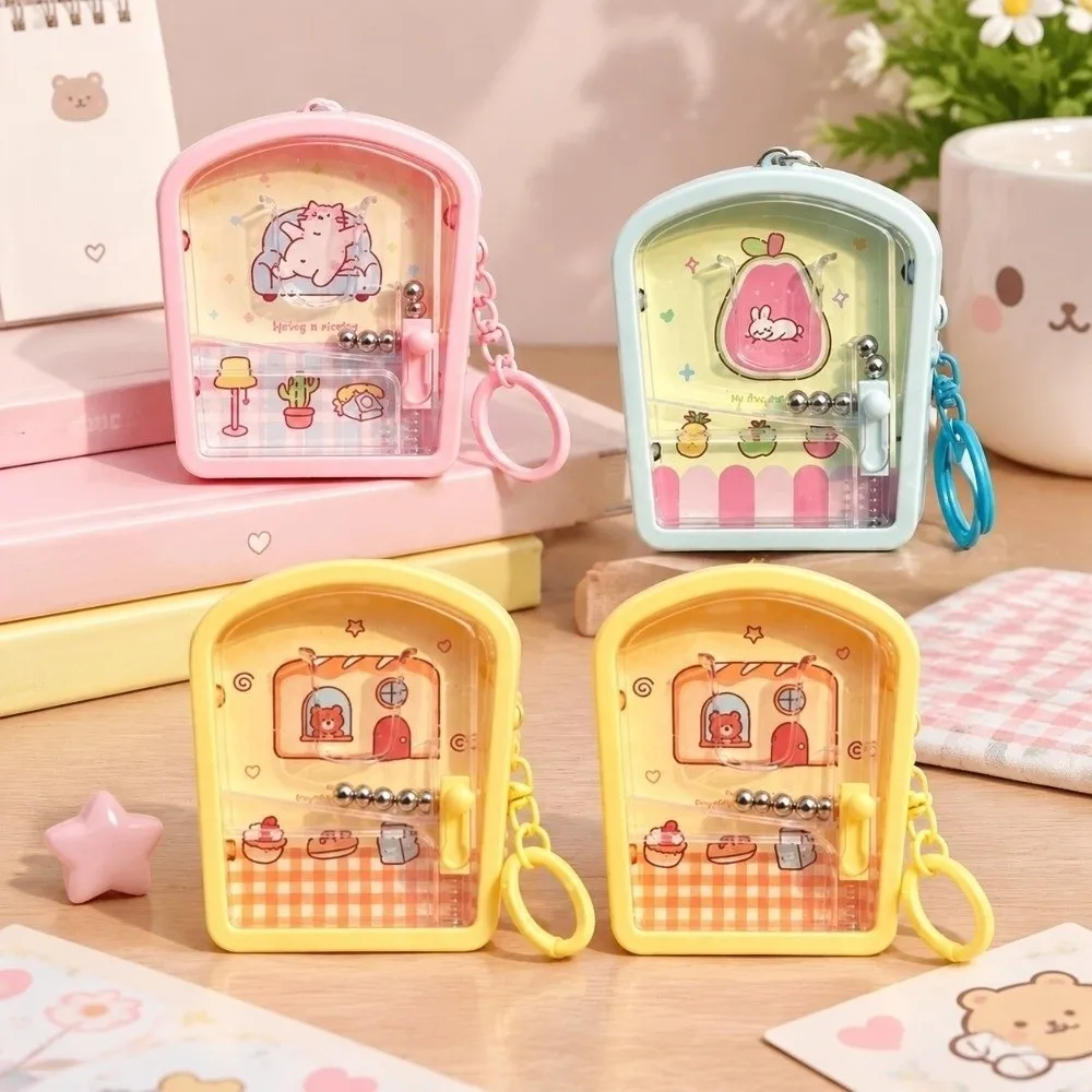 Cute Hanging Pendant Game Console Keychain Luminous Brain-boosting Marble Game Key Chain Play Game Key Ring Kids
