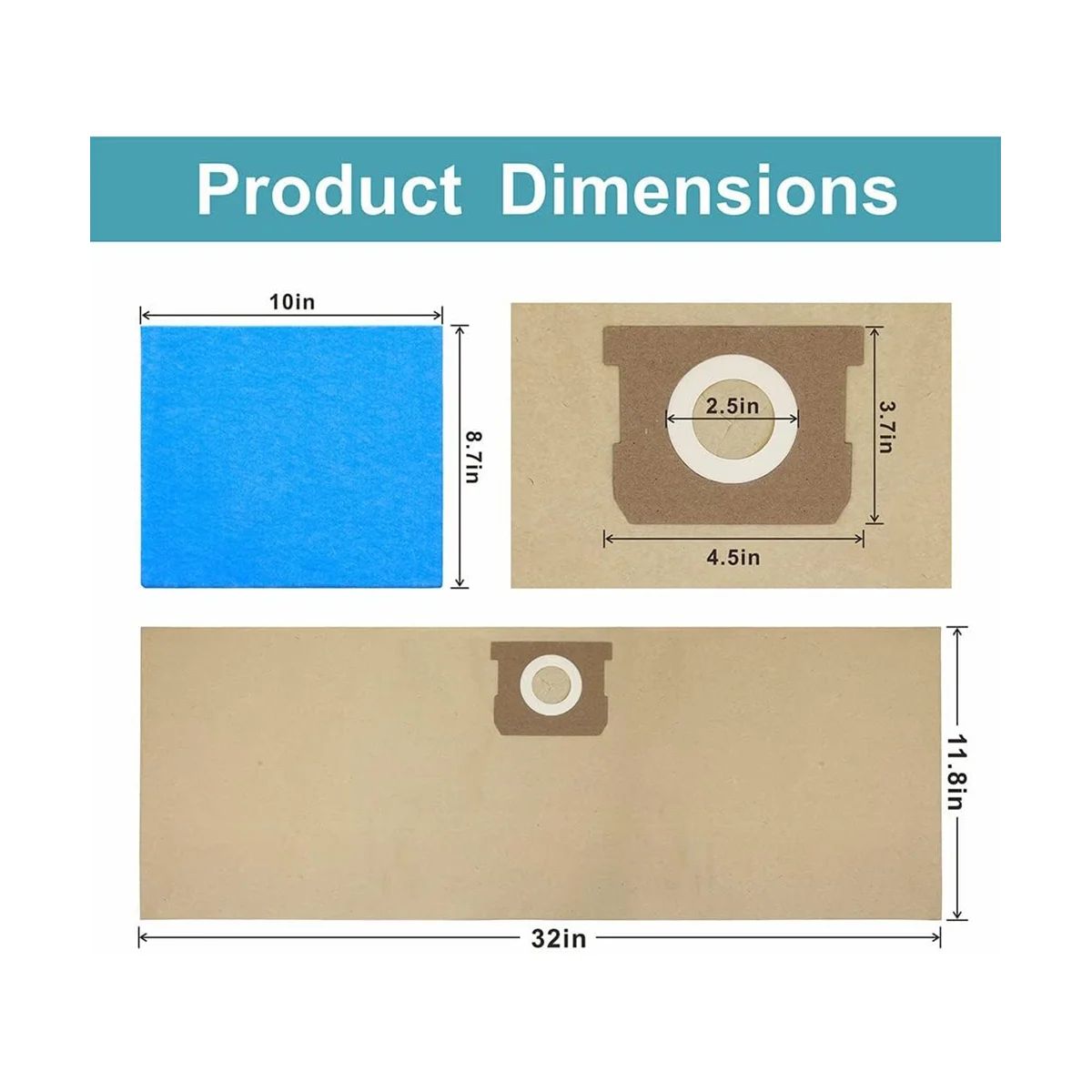 購入、再利用可能なフィルター、ウェットおよびドライ掃除機用の使い捨てダストバッグ、19-3100、5-6ガロン