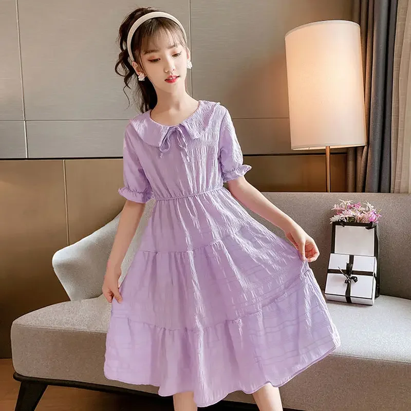 Teenager Summer Kids Girls Flounce Dresses Formal Princess Children Braces Dress 4 5 6 7 8 10 11 12 13 Years Baby Girl Clothes