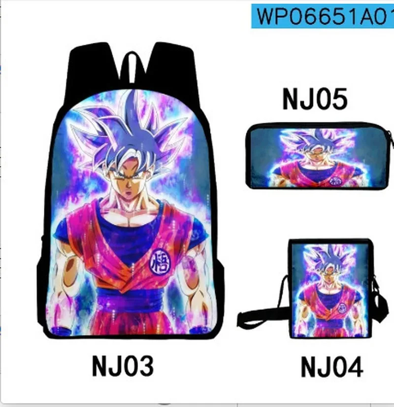 Hot Dragon Ball Z Anime Figure Backpack Cartoon Super Saiyan Figure Goku Student Bag Pen Case Lunch Box Bag Teenagers Boys Gifts