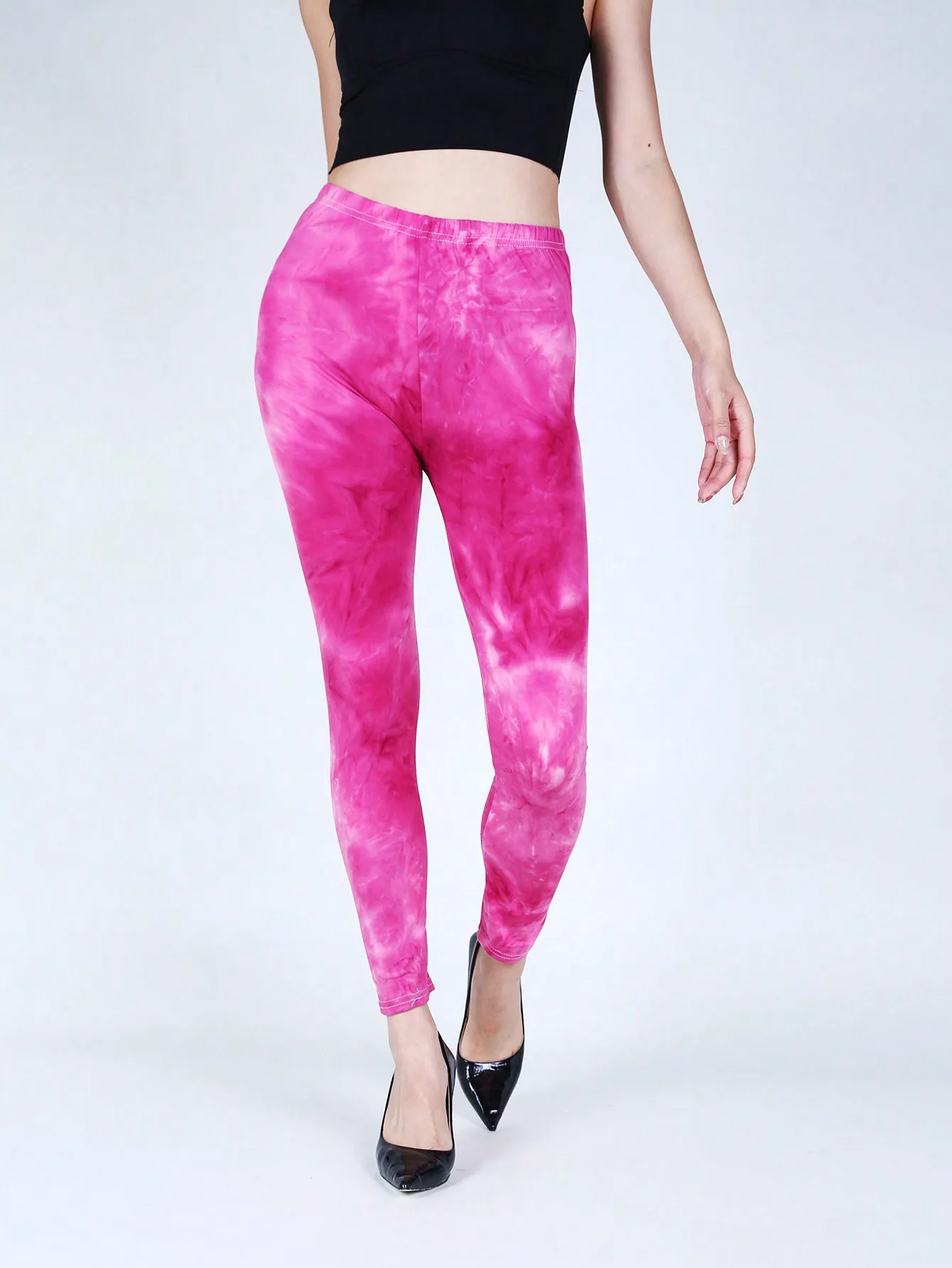 CUHAKCI, pantalones ajustados informales a la moda para mujer, mallas ajustadas de alta elasticidad, teñido anudado, Color sólido, ejercicio físico, pantalón de nueve puntos