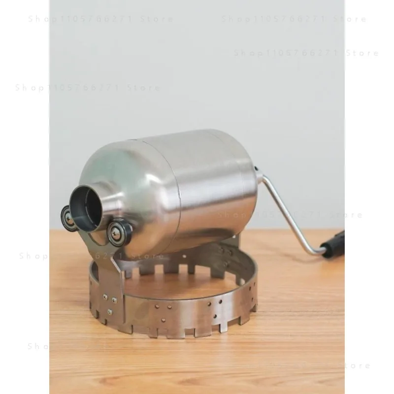 Commercial Coffee Bean Roaster Hand Crank Manual Roasting Machine with Mesh Net for Home Use