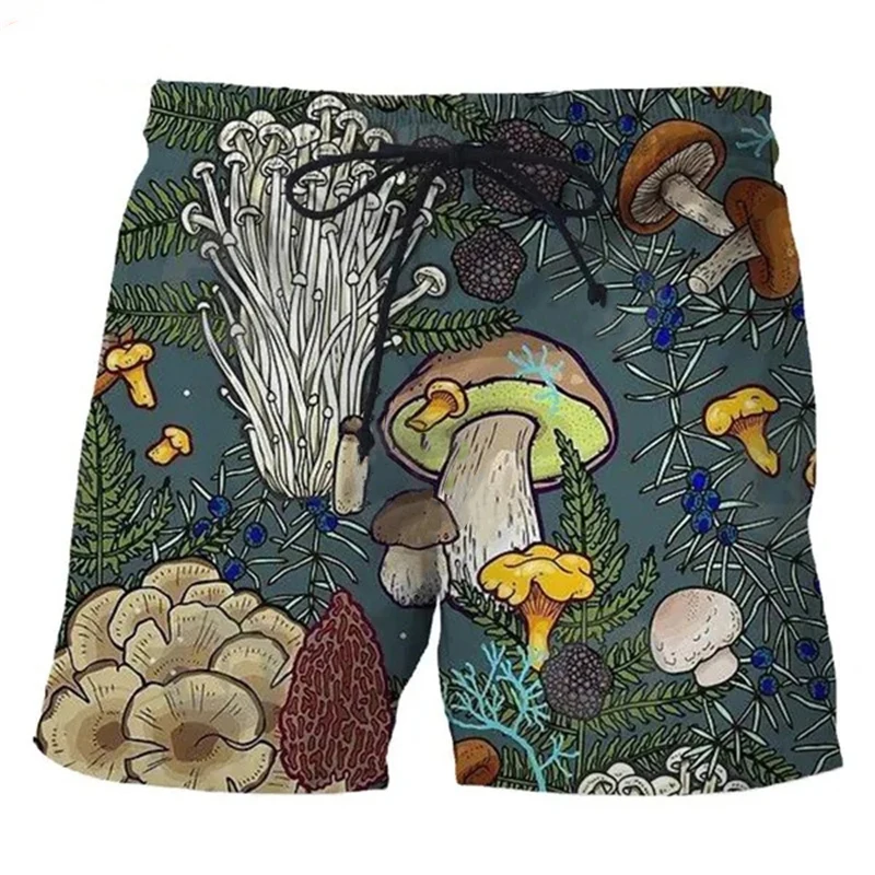 New Mushroom Graphic 3D Print Beach Shorts Men Women Summer Casual Surfing Board Shorts Oversized Swimwear Trunks Kids Clothing