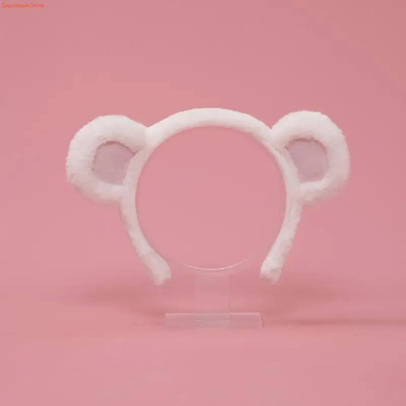Q5WE 귀여운 모피 동물 곰 귀 머리 후프 플러시 고딕 동물 의상 할로윈 파티 장식을위한 다채로운 헤드 피스