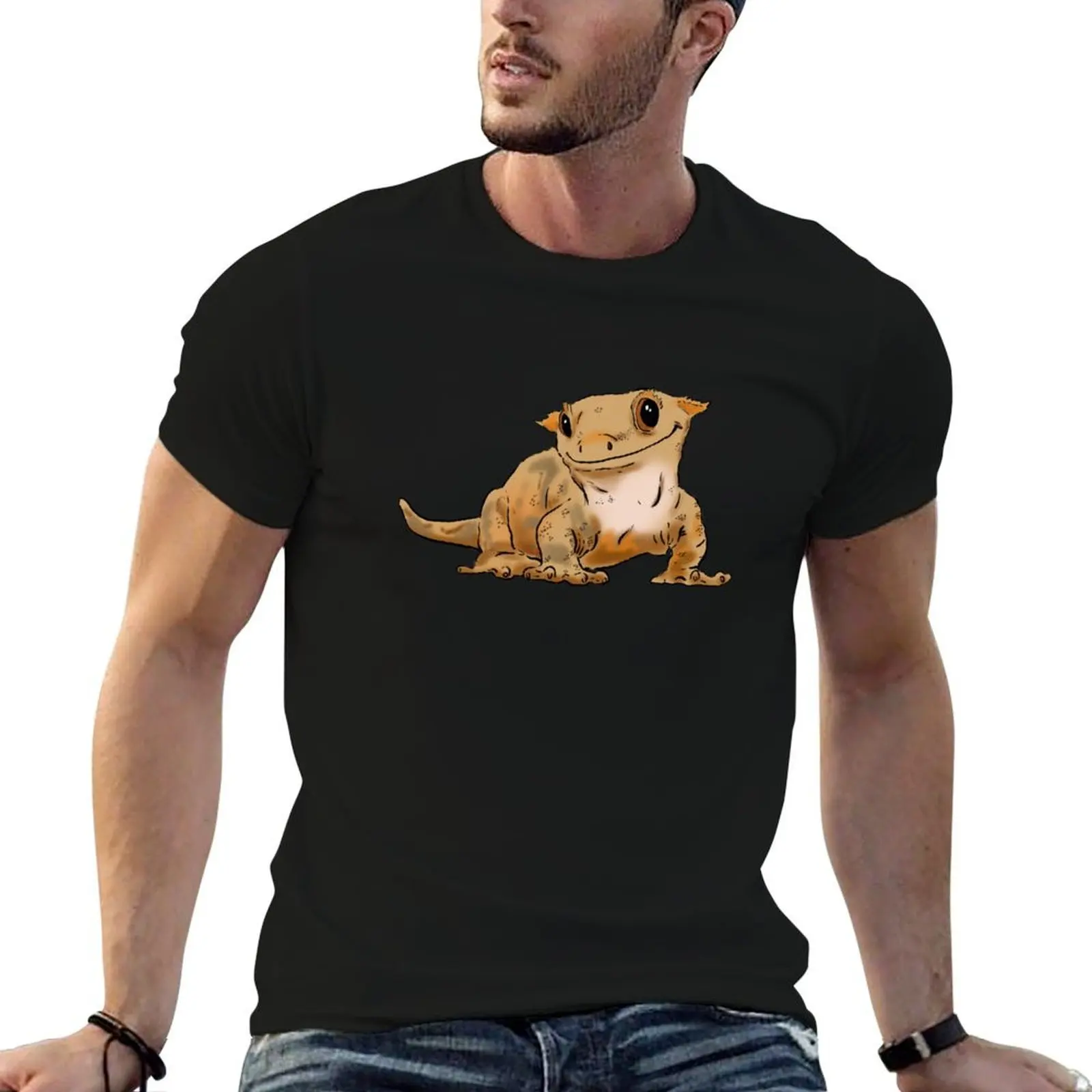 

Футболка Smiling Crested Gecko, Cute Crested Gecko, Crestie Lover, хлопковая футболка, футболка из 100% хлопка, мужская футболка