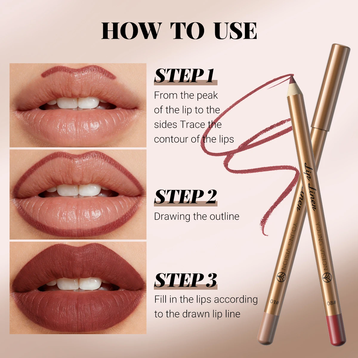 12Color Matte Lip Liner Lipstick Pen  Waterproof Long-Lasting Non-Fading Smudge-Proof Foam Tip for Precise Application