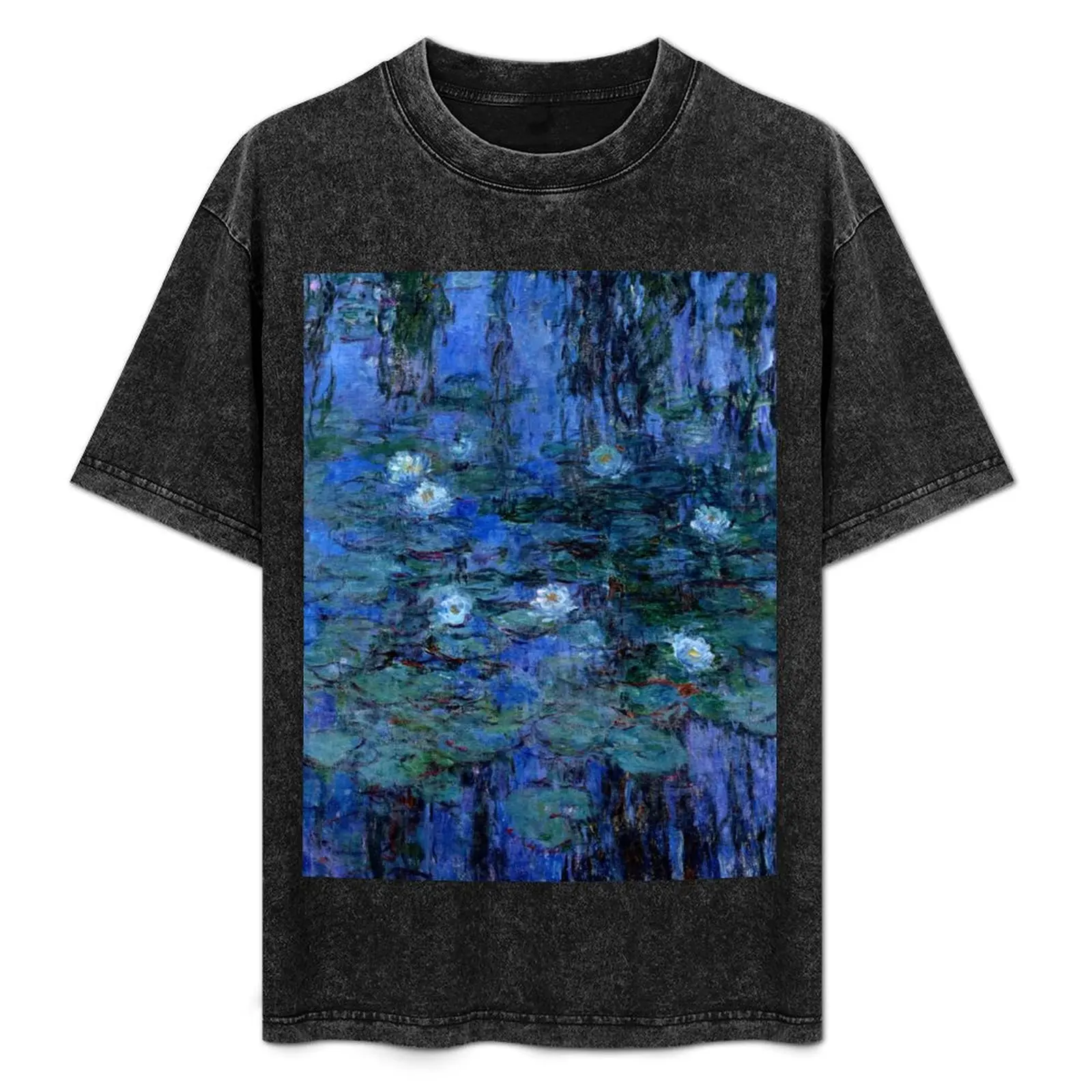 Water Lilies Monet vibrant blue T-Shirt vintage anime shirt man clothes vintage clothes hippie clothes plain white t shirts men