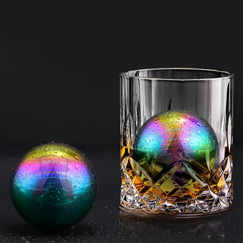 Reusable Whiskey Stainless Steel Ice Cubes Set Cooling Metal Ice Balls Wine Beer Chilling Stones Cooler Party Bar Accessories