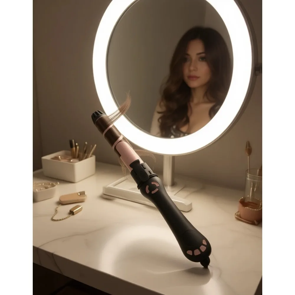 Automatic 1.25 Inch Rotating Curling Iron for Waves Adjustable Temperature Dual Voltage