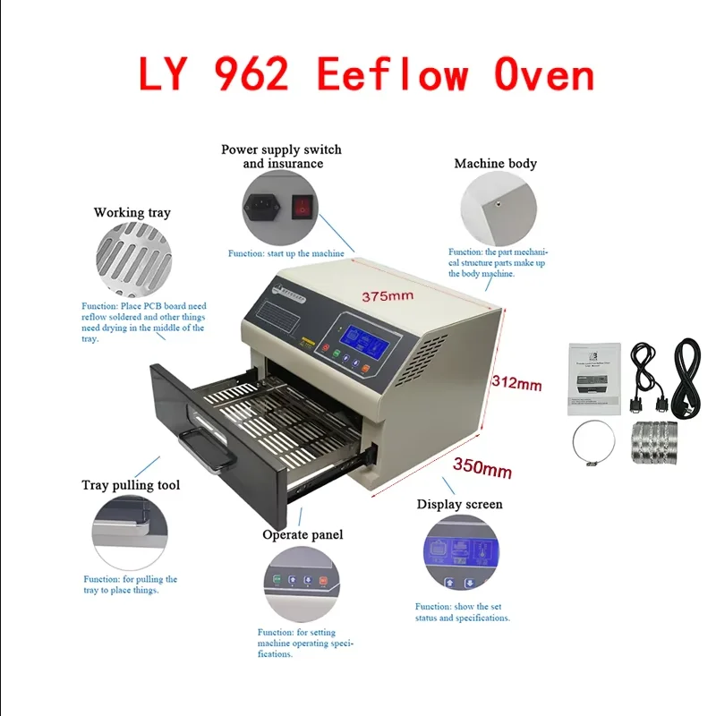 

LY 962 Digital Display With Programmable SMD SMT Reflow Oven / Programmable Mini Reflow Soldering Oven 700W 110V 220V