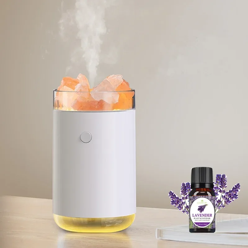 Crystal Salt Stone Air Humidifier for Home Room - Wireless Aromatherapy Essential Oil Diffuser with LED Lamp Humidifer Smell