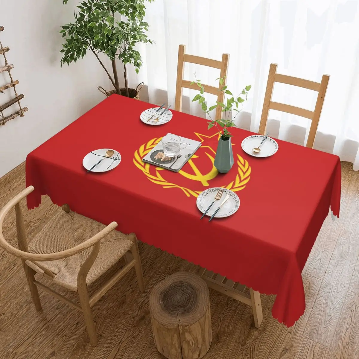 Rectangular Oilproof USSR Hammer And Sickle CCCP Russian Soviet Flag Table Cover Table Cloth Tablecloth for Dining