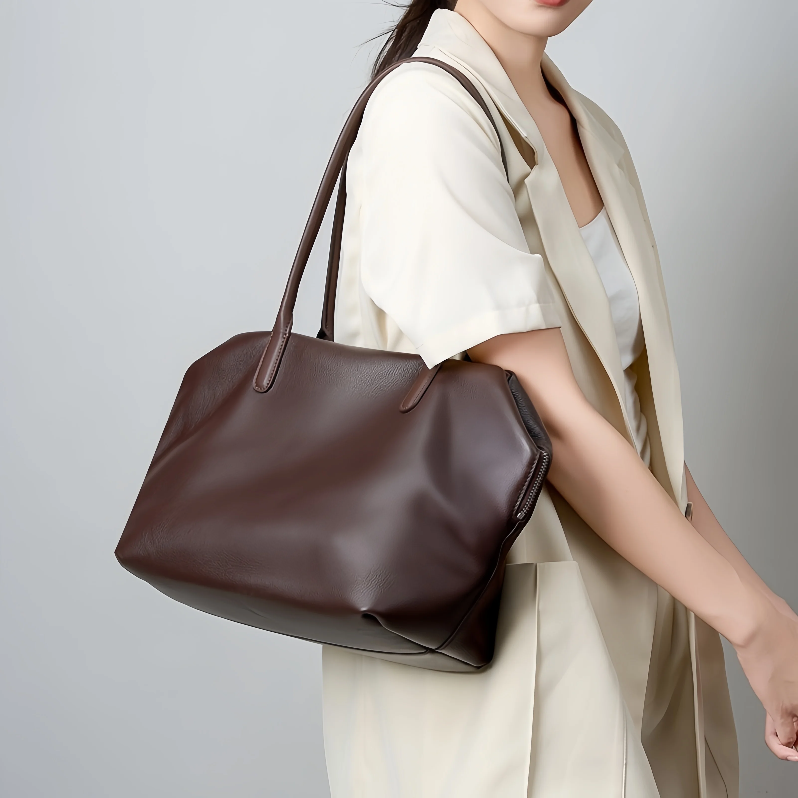 

Женская сумка-тоут для боулинга большой вместимости из высококачественной кожи, на плечо, для отдыха и поездок на работу, модель KZ015