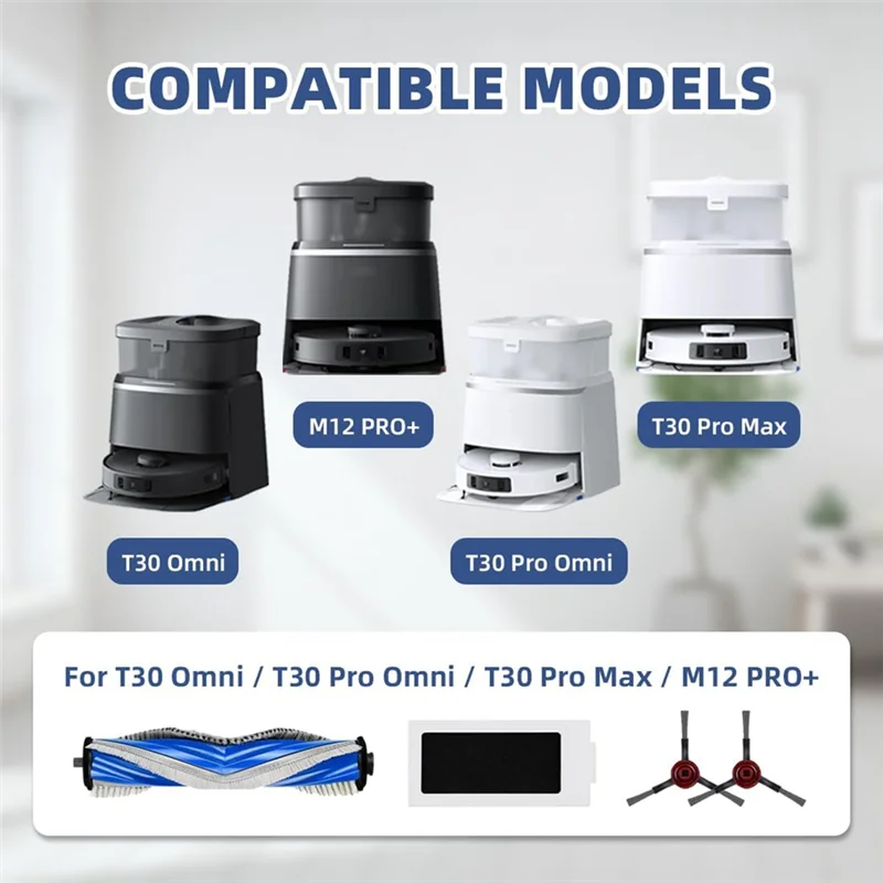 ABBK-Ecovacs Deebot T30 Omni용, T30 Pro Omni용 메인 사이드 브러시 Hepa 필터, T30 Pro Max, 교체 부품