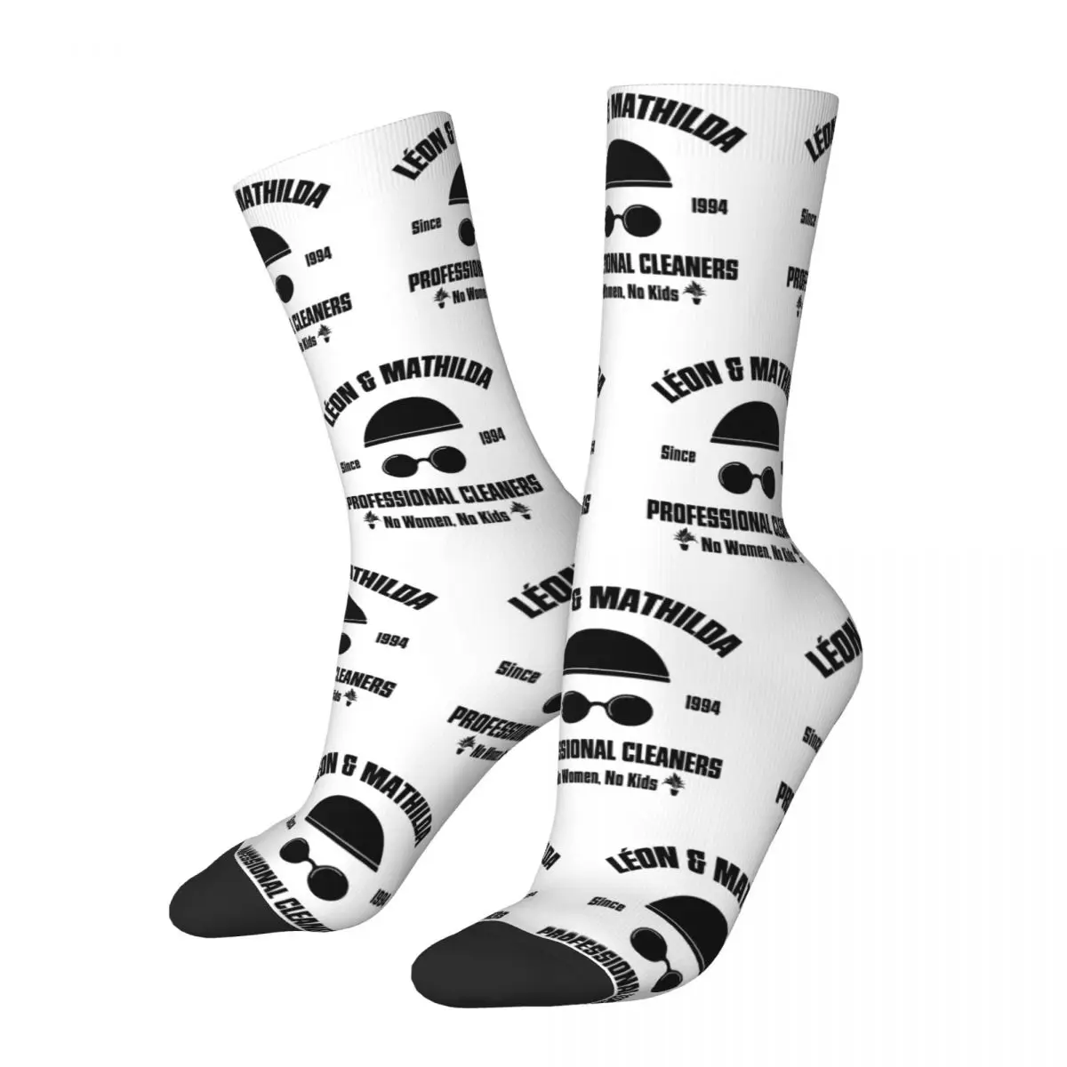 Retro Leon The Professional And Mathilda Basketball Socks Movie Polyester Crew Socks for Unisex Breathable