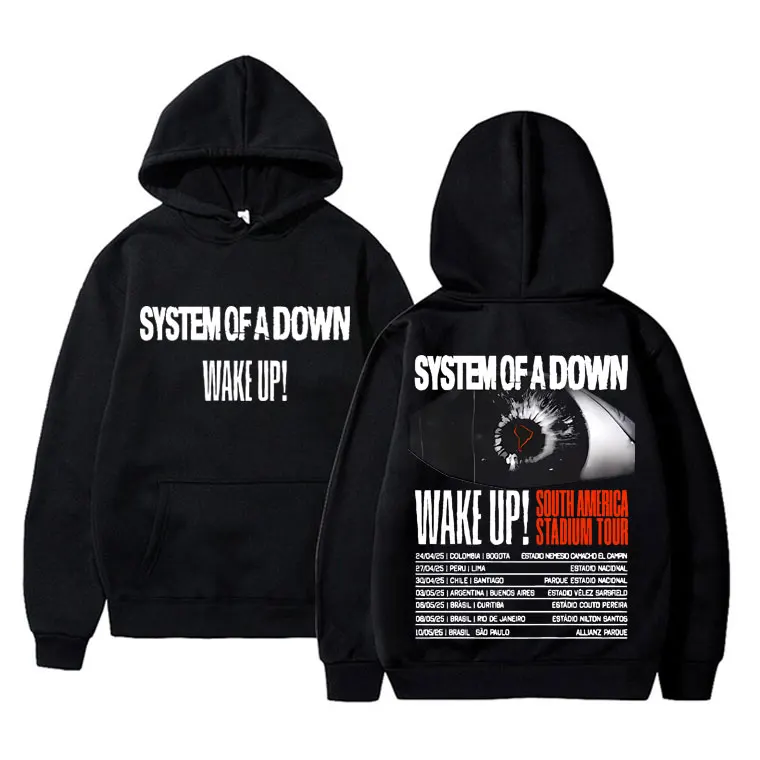 Rock Band System of A Down Wake Up South America Stadium Tour 2025 Hoodie Men Women Alternative Metal Merch Oversized Sweatshirt