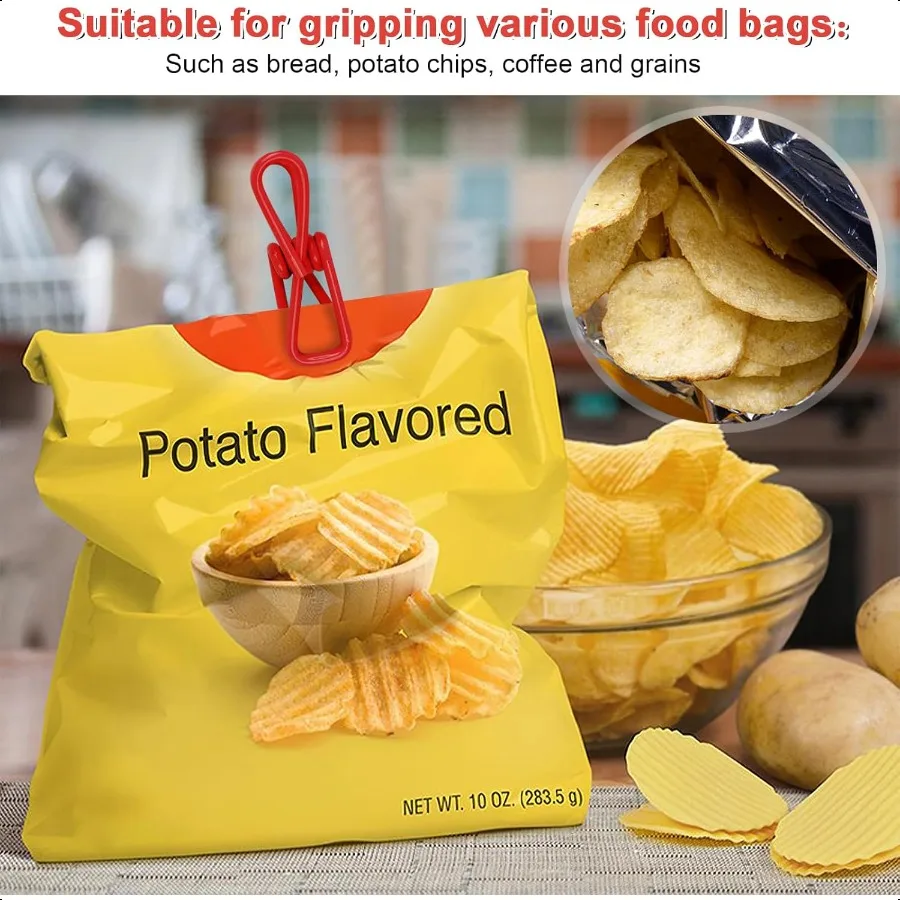 فيفينين رقاقة كليب 30 قطعة مقاطع الحقيبة المستخدمة لمقاطع الرقاقة مقاطع الحقيبة مقاطع الطعام تنظيم الملفات المكتبية أو المدرسية حبل الغسيل Holde