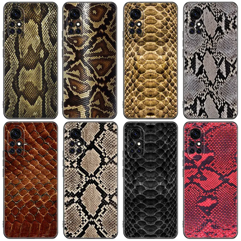 Sexy Python Snake Skin Phone Case For Huawei Nova 8 9 5T Y60 Y90 Honor X9 30 30S 50SE 60 70 Mate 20 40 Pro 10 Lite Plus Cover