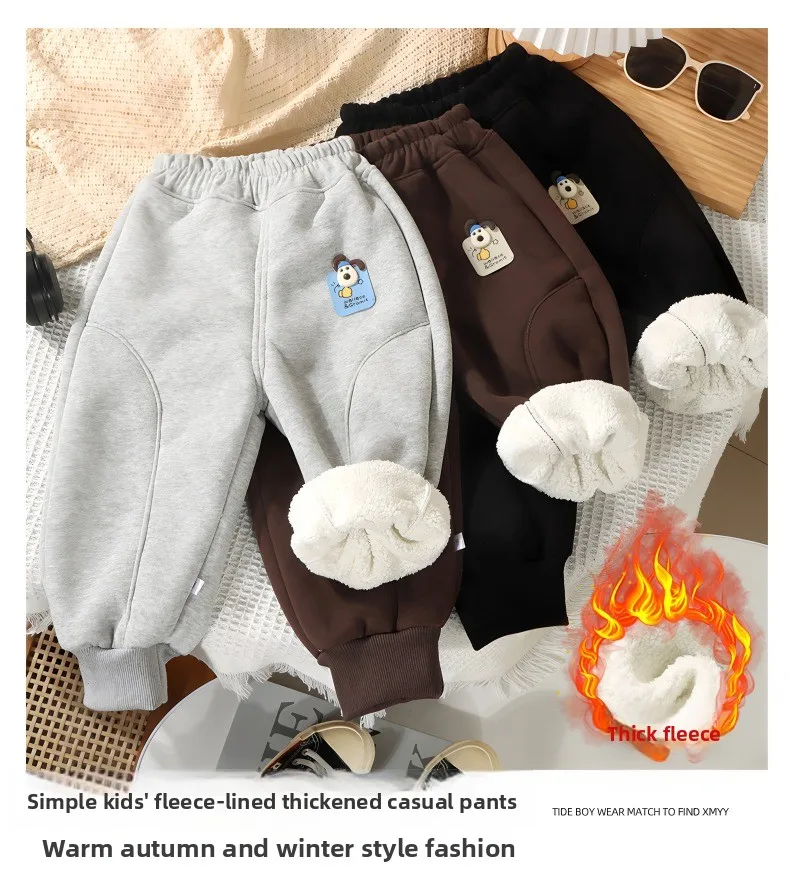 Modische Winter-Freizeithosen für Kinder mit Fleece und Verdickung, Geeignet für Jungen und Mädchen, Oberbekleidung und Warme Hosen – Detail 1