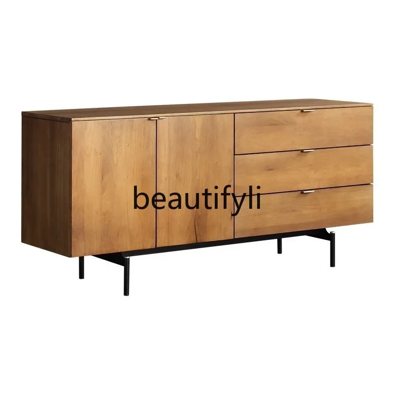 

French American Style Sideboard Entrance Hallway French Nordic Retro Distressed Storage Cabinet All Solid Wood