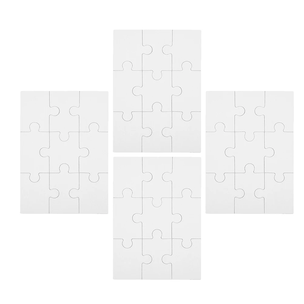 4 Sheets Blank Puzzle Thermal Transfer Pieces Heat Jigsaw Puzzles Wooden Sublimation Blanks
