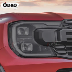2 Pcs Car Headlight Protective Film Transparent Smoke Black TPU Sticker For Ford Ranger 2023 2024 T9 Wildtrack Raptor Accessorie