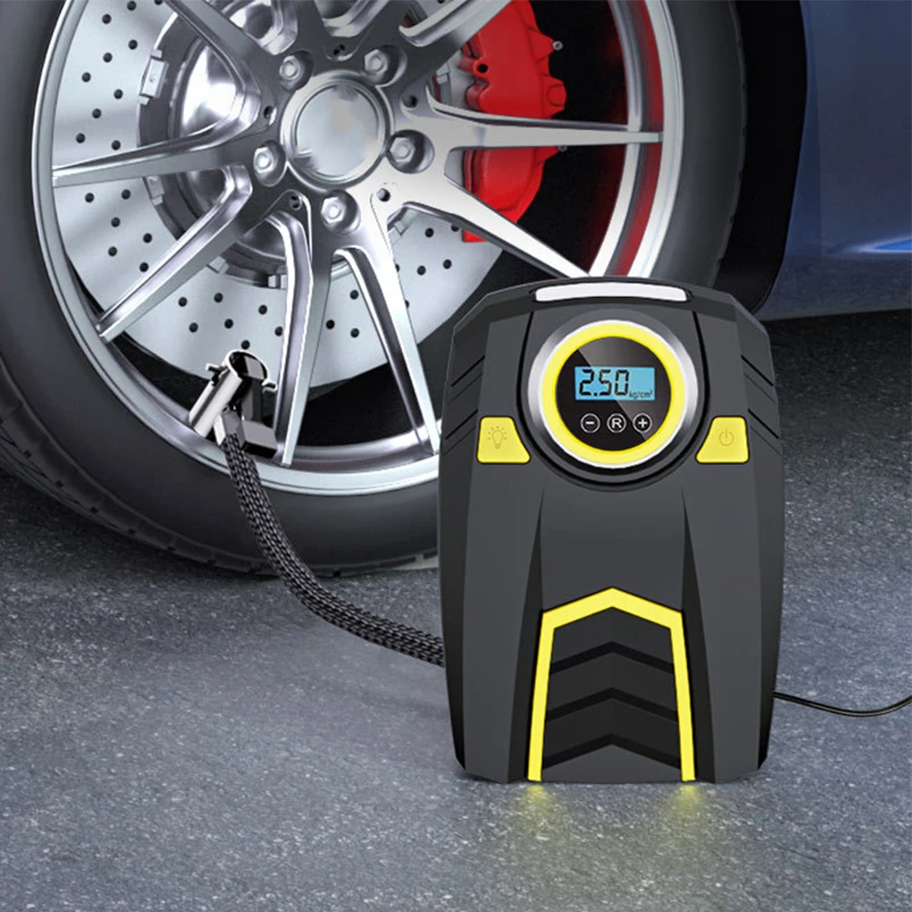 

120W Tire Inflator Portable Air Compressor Pump DC12V Electric Tire Pump With Pressure Gauge Emergency LED Light For Car Bike