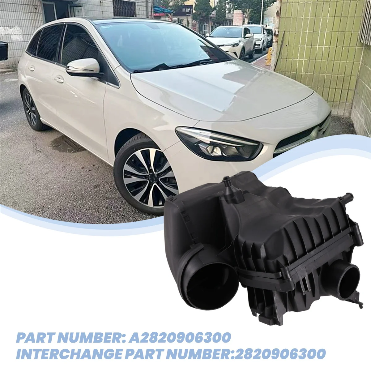 A2820906300 Car Silencer Air Filter Housing for Mercedes-Benz W247 X247 H247 GLB 200 GLA 250 Damping Air Filter Shell