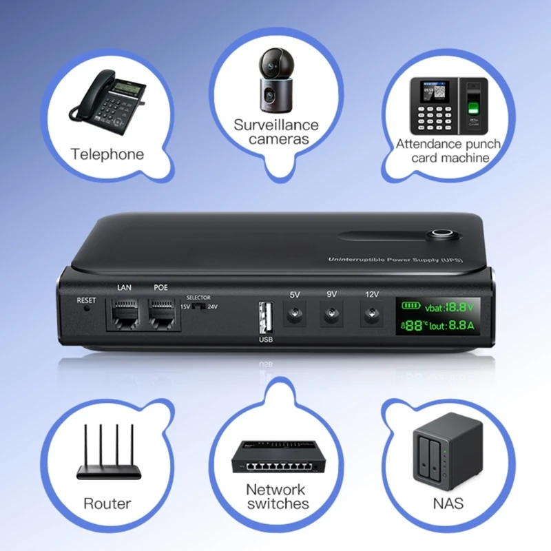 Energy Efficient 36W Uninterruptible Power Unit Shockproof ABS Construction Wide Compatibility Charging for Home Office