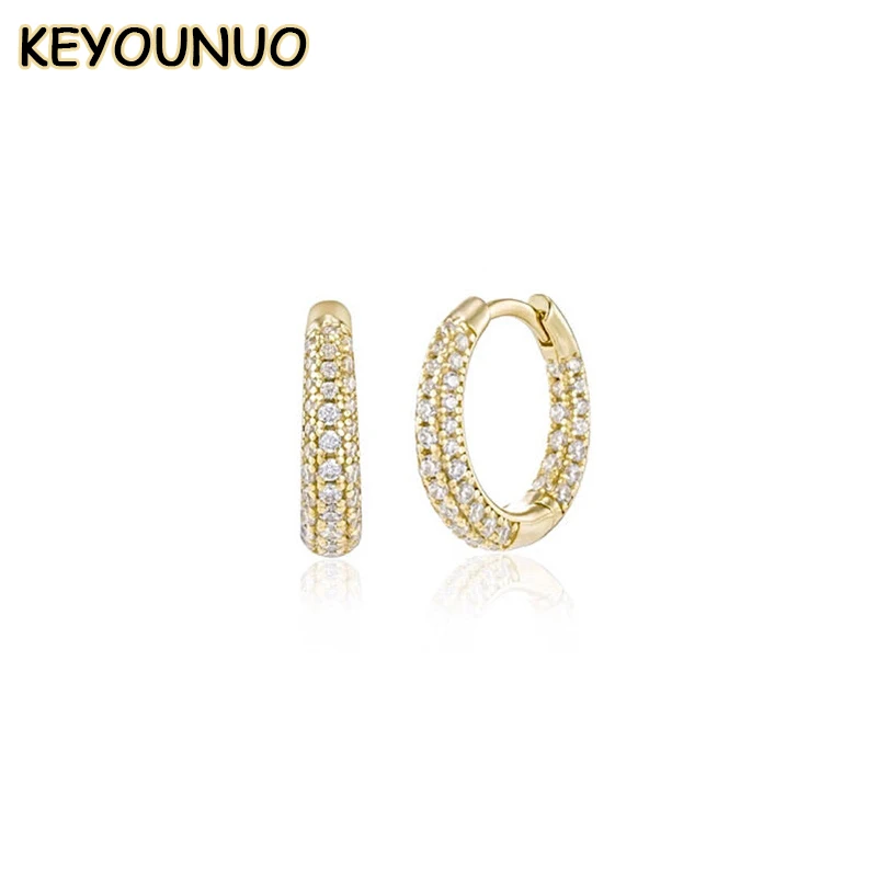 

KEYOUNUO Luxury Gold Plated CZ Earrings For Women Zircon Hoop Earrings Fashion Party Wedding Jewelry Wholesale