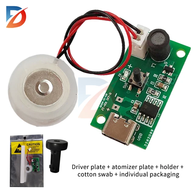 Ultradźwiękowy atomizator 20mm 113KHz mgiełka Atomizer DIY nawilżacz z PCB DC3-12V Mini moduł nawilżacza USB