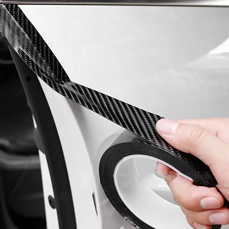 5M Car Door Anti-Collision Strip Threshold Strip 3D Carbon Fiber Grain Anti Stepping Sticker Rearview Mirror Body Interior Prot