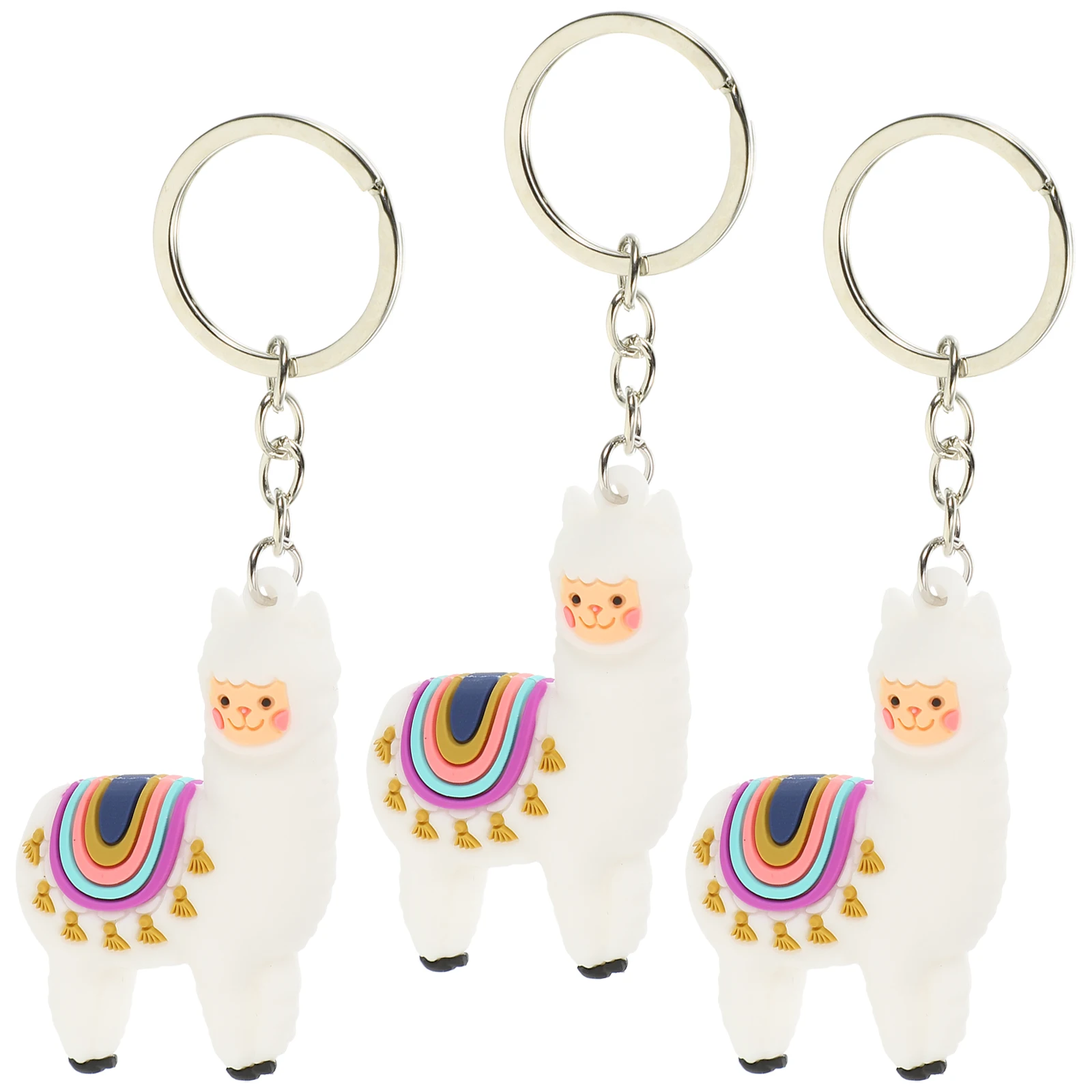 3pcs Alpaca Keychain White Cartoon Animal Hanging Key Ring Pendant for Women Bag Decor Luxury DIY Charm Party Gifts