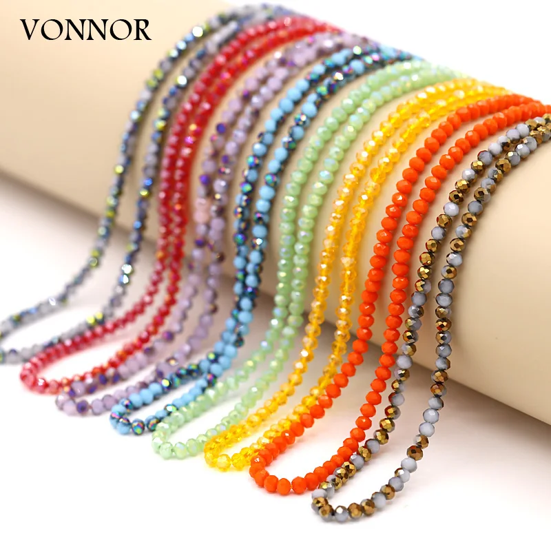 Multicolor Crystal Bead String Necklaces for Woman Girls Korean Fashion Neck Chain Colorful Rainbow Glitter Necklace Jewelry