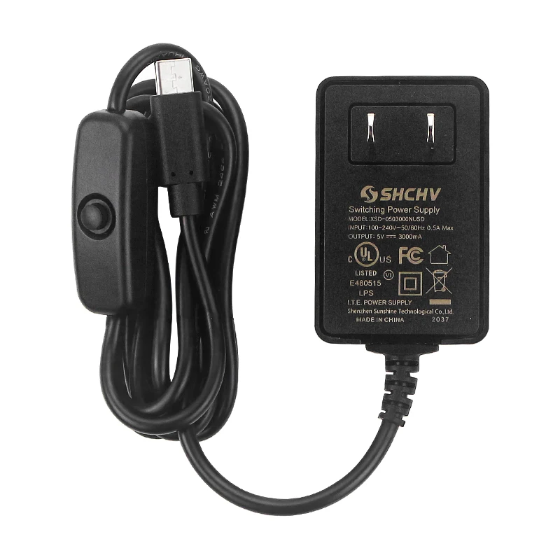 Raspberry Pi Power Supply 5V 3A USB Type C Power Adapter With Switch CE Certification Charger For Raspberry Pi 4B