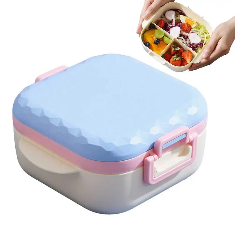 Portable Lunch Containers Divided Food Storage Box Reuseable Square Lunch Box Snack Food Storage Container With Spoon for school