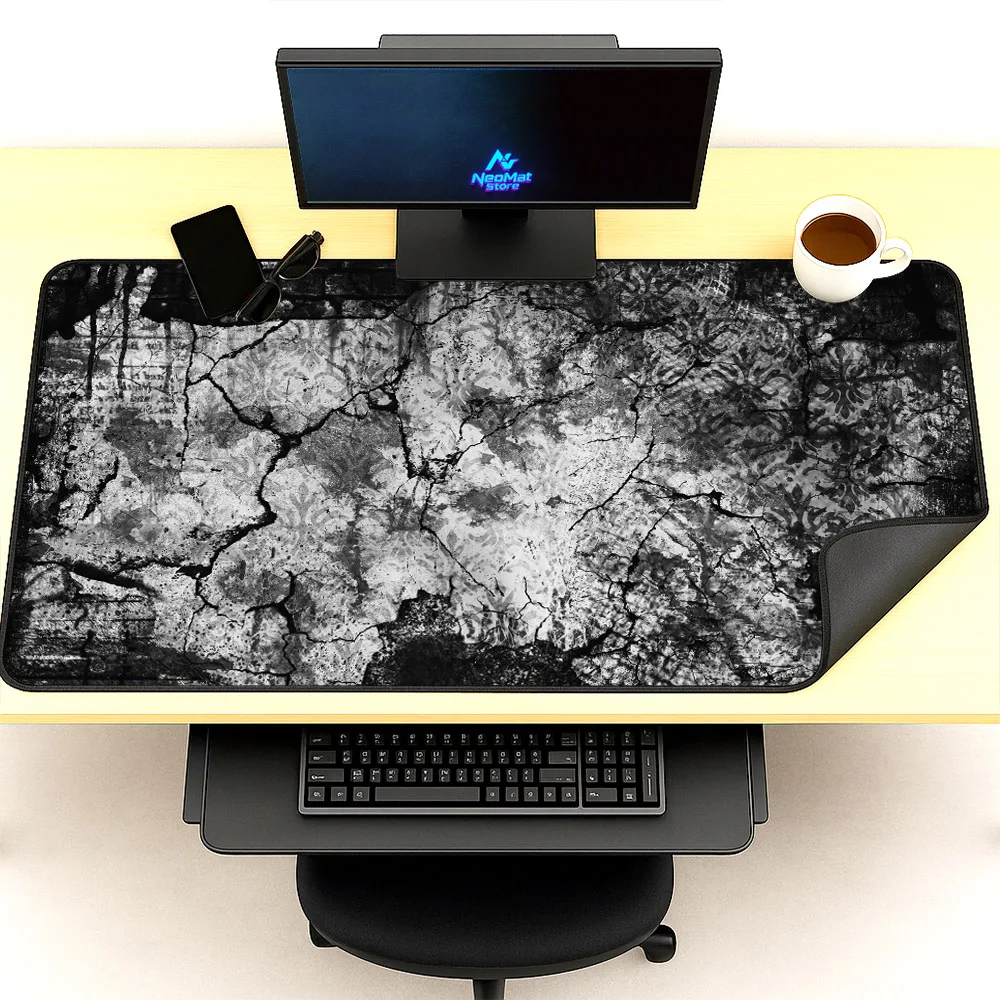 Big Black Mouse Pad Office Accessories Deskpad 1200x600 Gaming Carpet 1600x800 150x60 Desk Mat Gray Grunge Desktop Work Surface