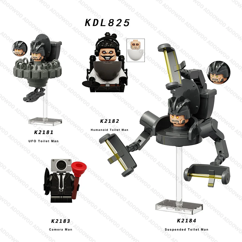 DLL001 KDL818 DJ War Damaged Skibidi Toilet Men's Doll Game Anime Building Blocks Toys TvMan Titan Bricks Model Toys Gifts view 3