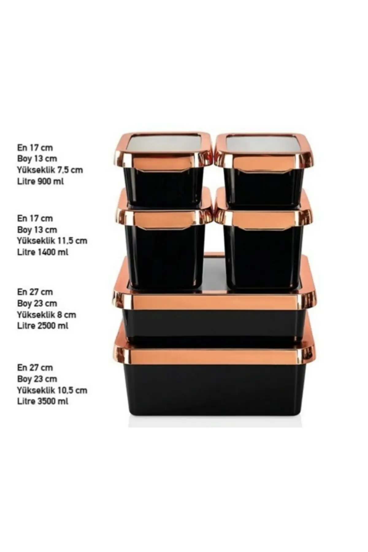 

DOLBOVI rectangular luxury storage container Set black & copper Set