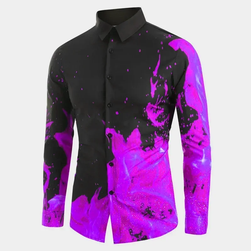 Men Shirt 3D Splash Ink Abstract Fashion Casual Outdoor Street Party Men's Tops Comfortable And Soft High Quality Clothing Tops