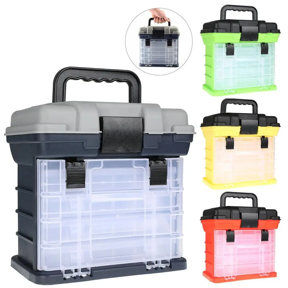 4 Layers Fishing Tackle Box Portable Handheld Large Capacity High-strength Lure Tool Box With Handle Fishing Suitcase Organizer