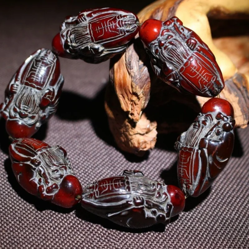 

Buddha Beads Longevity Old Bracelet Yak Horn Pendant