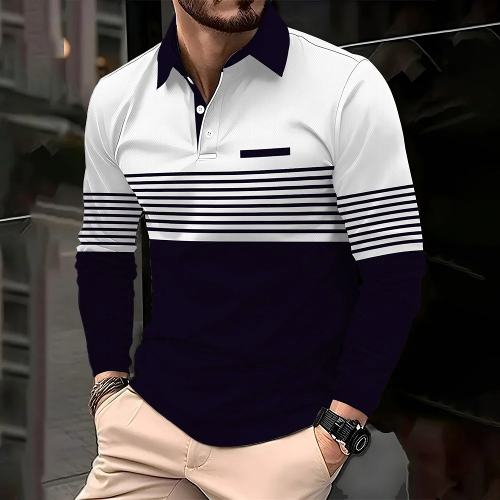 New Men's Polo Shirt Golf Shirt Striped Turndown Street Casual Short Sleeve Clothing Apparel Fashion Casual Sport Comfortable