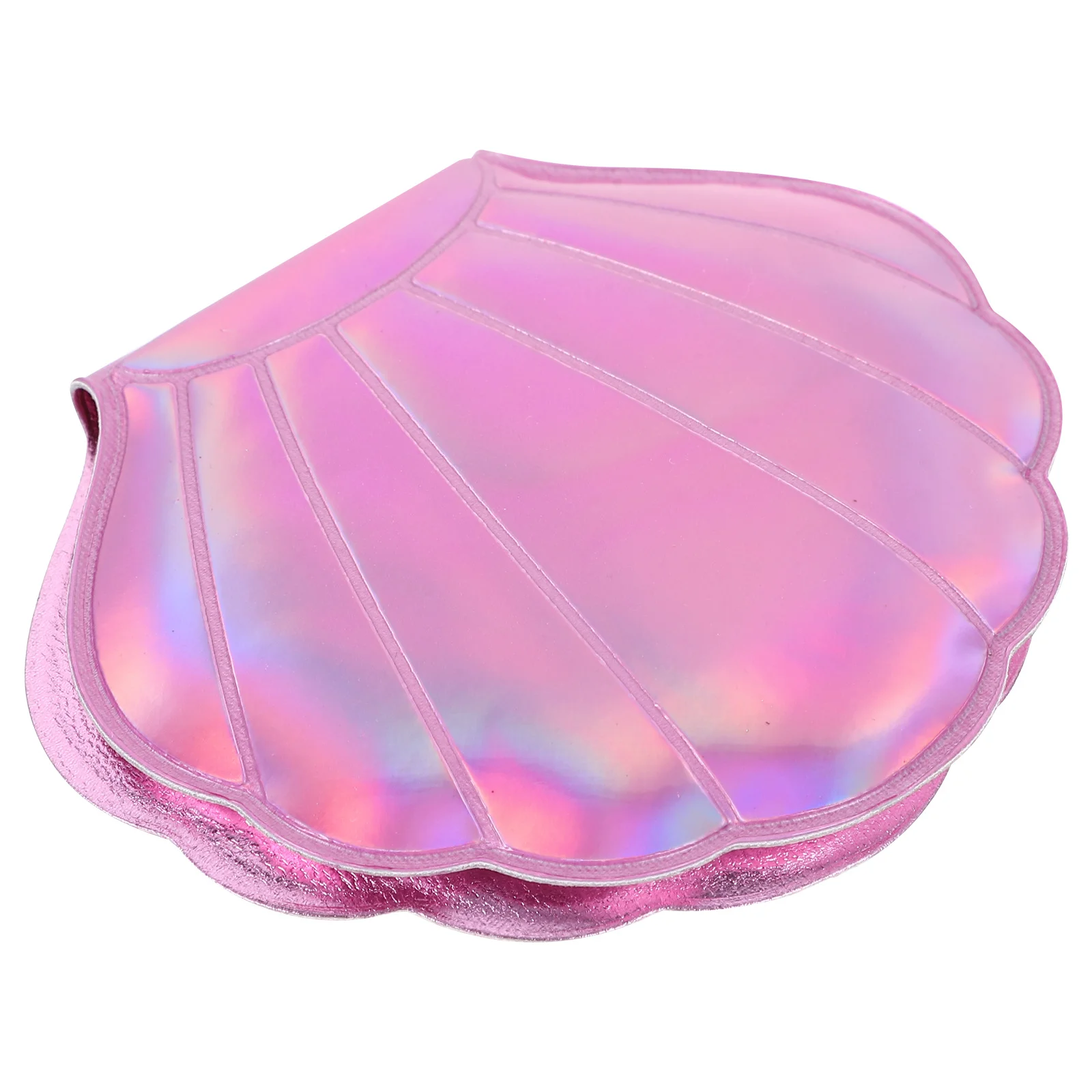 

PU Folding Double Side Makeup Mirror Portable Shell Shape Hologram Pocket Mirror for Women Girls Ladies Purple