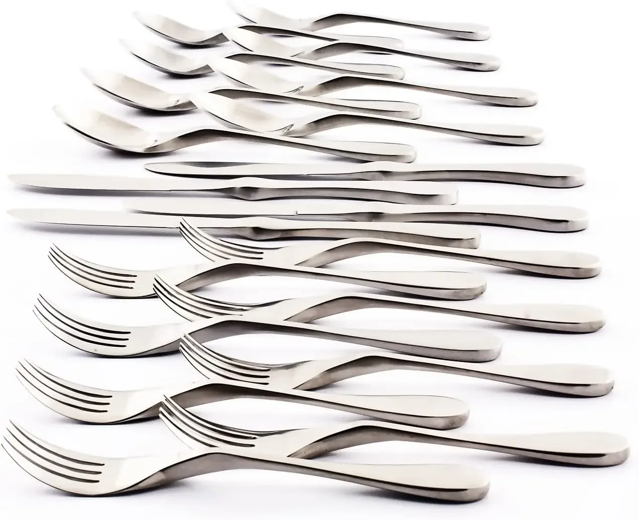 Silverware Set - 20 Piece Matte Silver Cutlery set - Ergonomic Design Utensil sets, 18/10 Stainless Steel Forks Spoons and