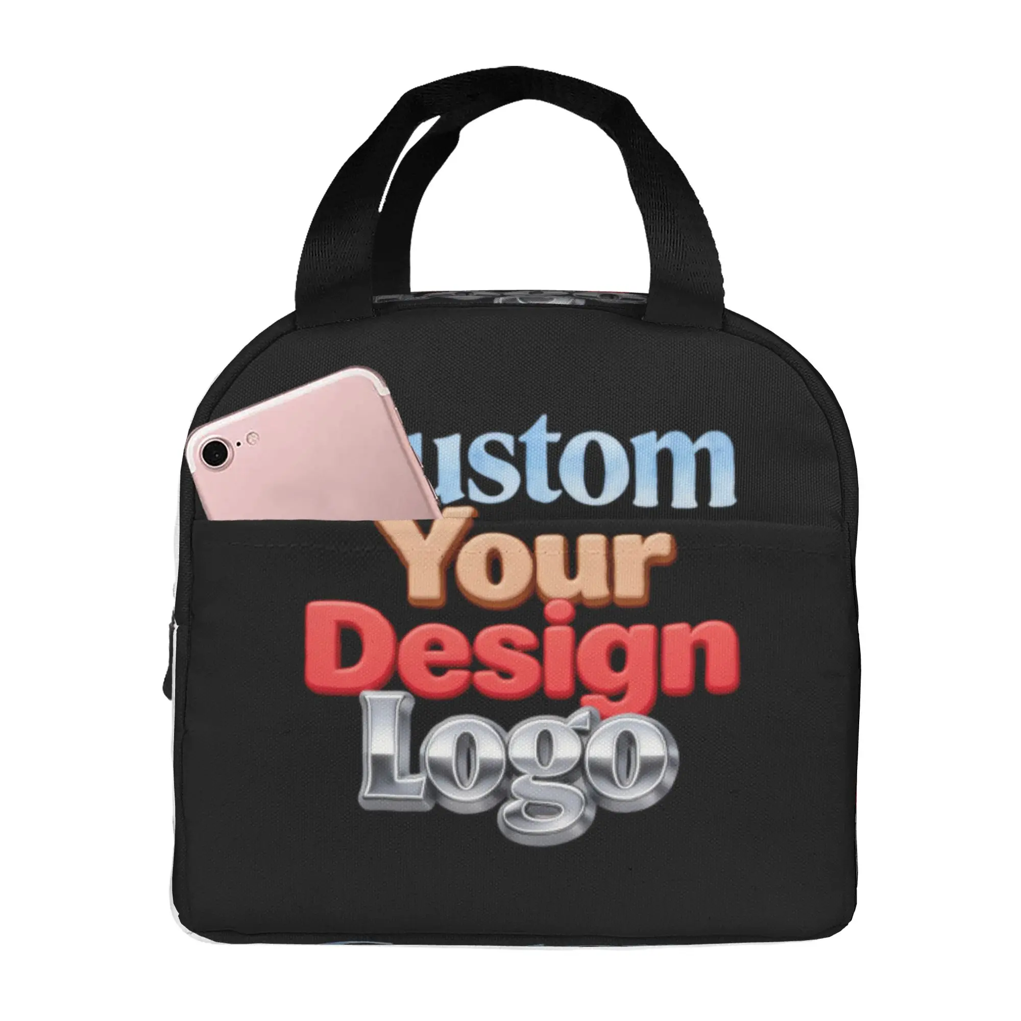 Custom Family Pets Custom Photo Logo Insulated Lunch Bag for Women Portable Printed Thermal Cooler Lunch Box Beach Camping